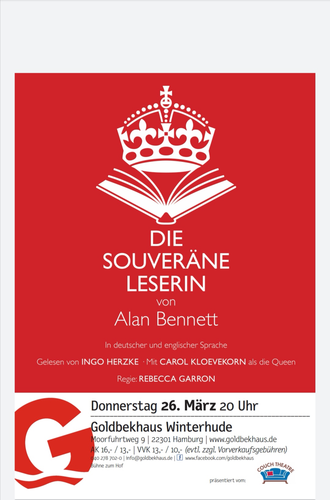 Watch “Couch Theatre präsentiert Die Souveräne Leserin von Alan Bennett” on&nbsp;YouTube